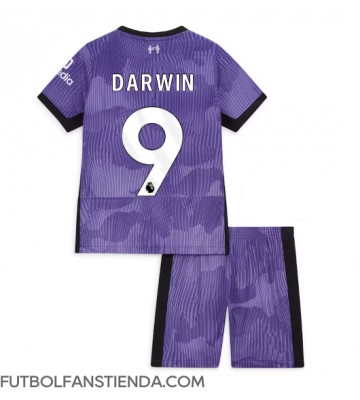 Liverpool Darwin Nunez #9 Tercera Equipación Niños 2023-24 Manga Corta (+ Pantalones cortos)